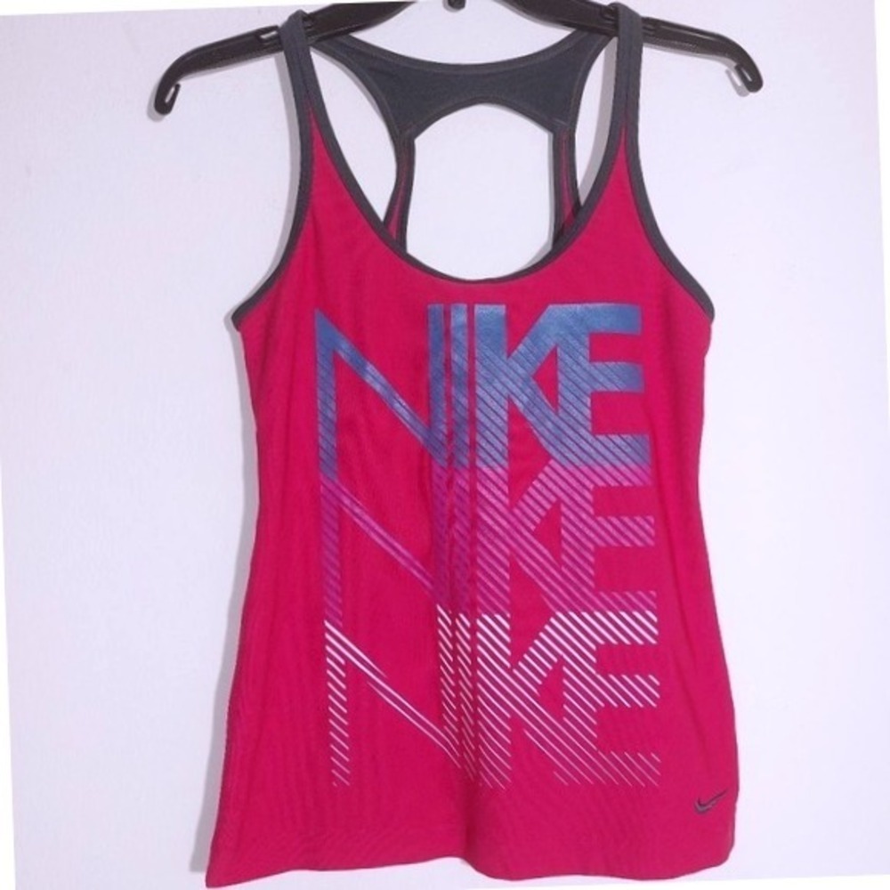 Nike Pink Racerback Large Logo Tank Top Athletic Workout Gym Women's Size S - Picture 4 of 8